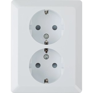 Weiße OBI Steckdose Rea, 2-fach für den Innenbereich.