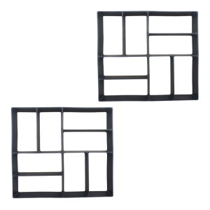 2er Set Relaxdays Pflasterformen aus Kunststoff, schwarz, 40x40 cm, wiederverwendbar für Gartenwege.