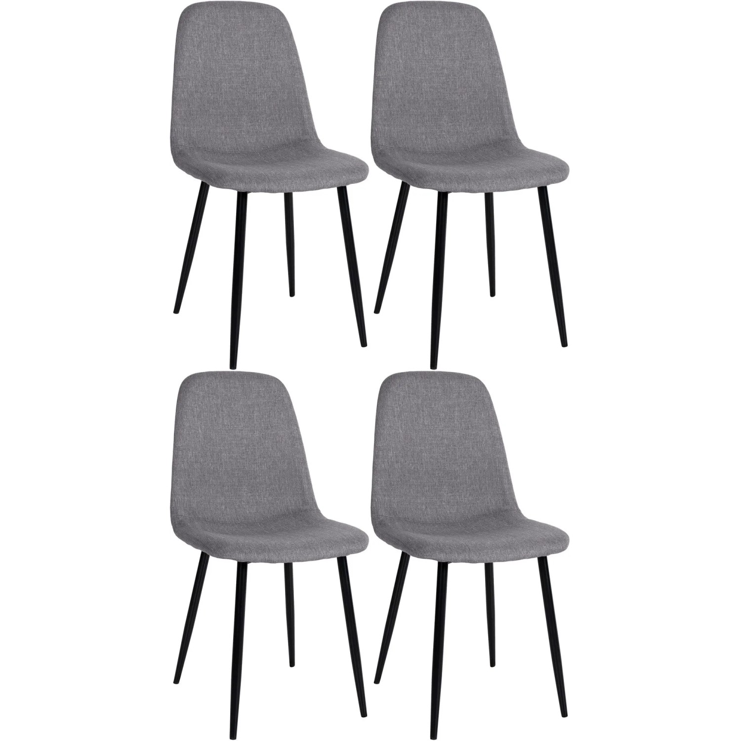 DELUKE Esszimmerstühle 4er Set MOVI Grau Stoff Metall 88x44x51cm Strapazierfähig Küchenstühle Wohnzimmerstühle