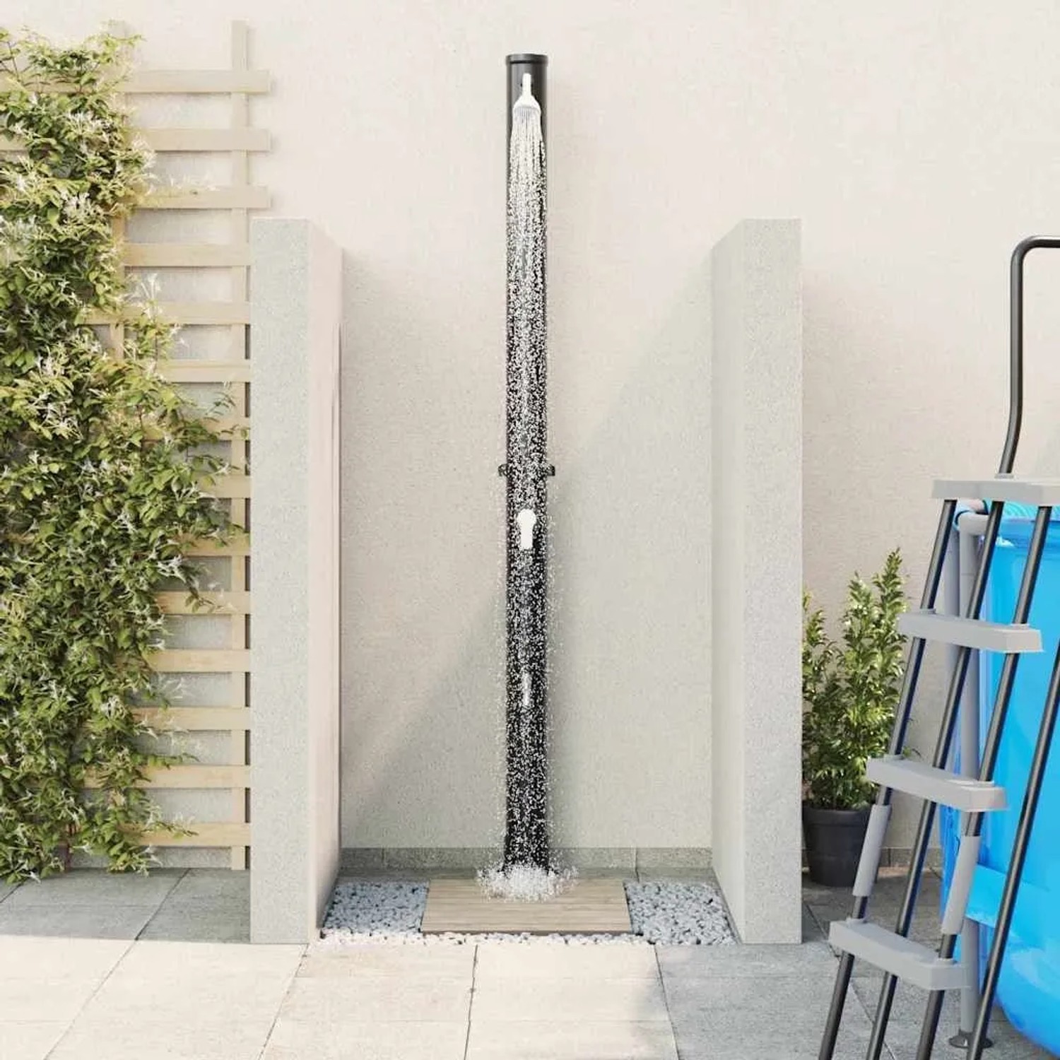 vidaXL Außen Solardusche Schwarz 217 cm PVC und Aluminium 42003408_4