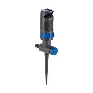 LUX Kreisregner mit Spike, grau und blau, für eine Rasenfläche bis 314 m².