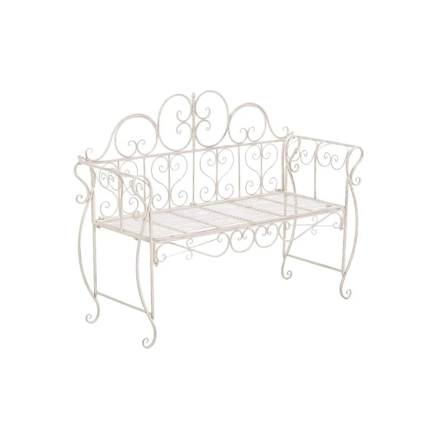 DELUKE Gartenbank LENAR Metall Beige 128x46x94cm Metallbank Garten 2 Seitzer Bank Terrasse Vintage Antik Gartenbank