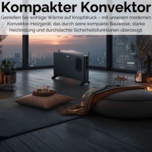 Zilan Konvektor Heizlüfter (2000W) in modernem Wohnraum. Elektrisches Heizgerät mit Überhitzungsschutz.