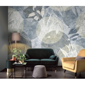 Erismann Fototapete Guido Maria Kretschmer Tender Circles Blau im Wohnraum.