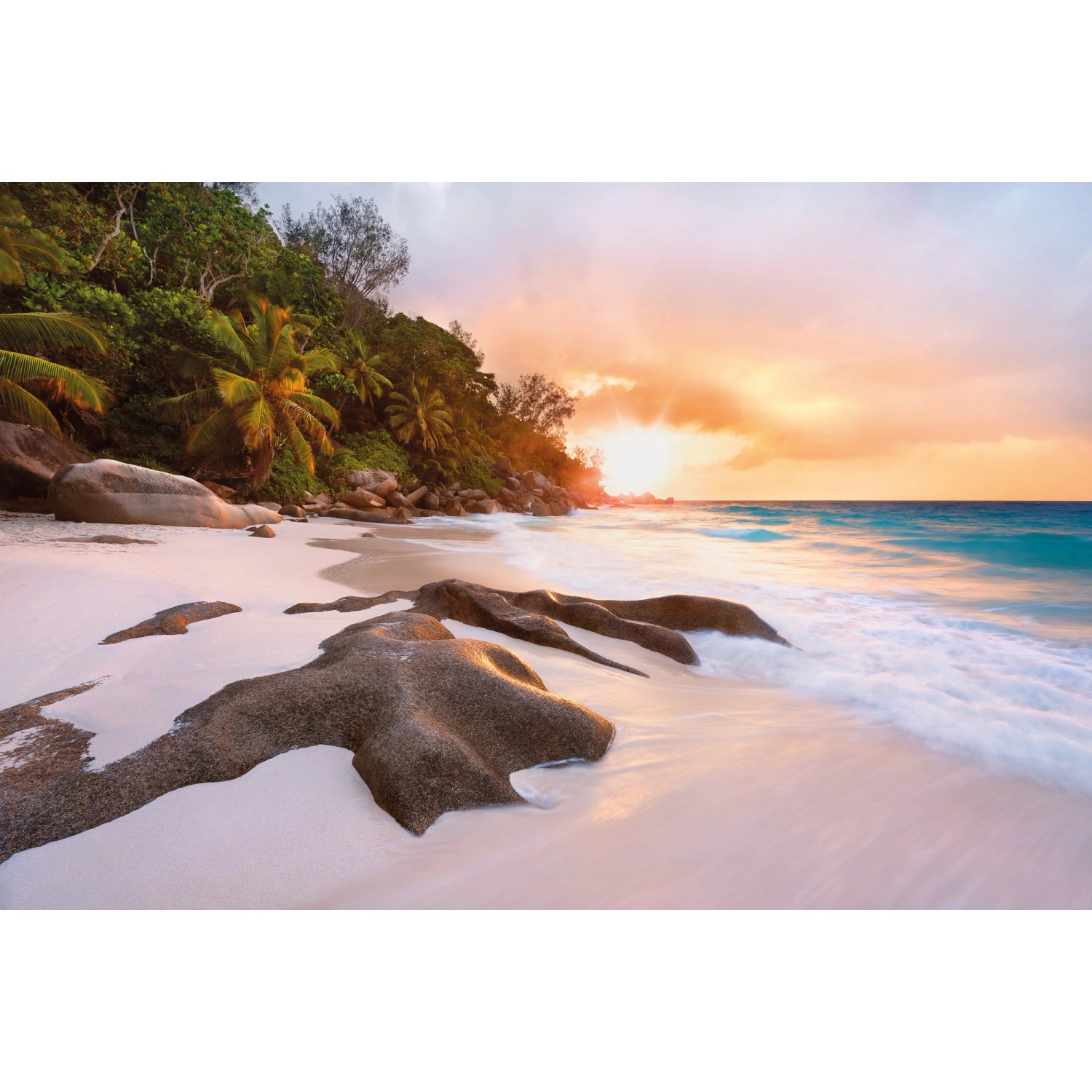 Sanders & Sanders Fototapete Strand Sandbraun Grün und Blau 368 x 248 cm 61 günstig online kaufen