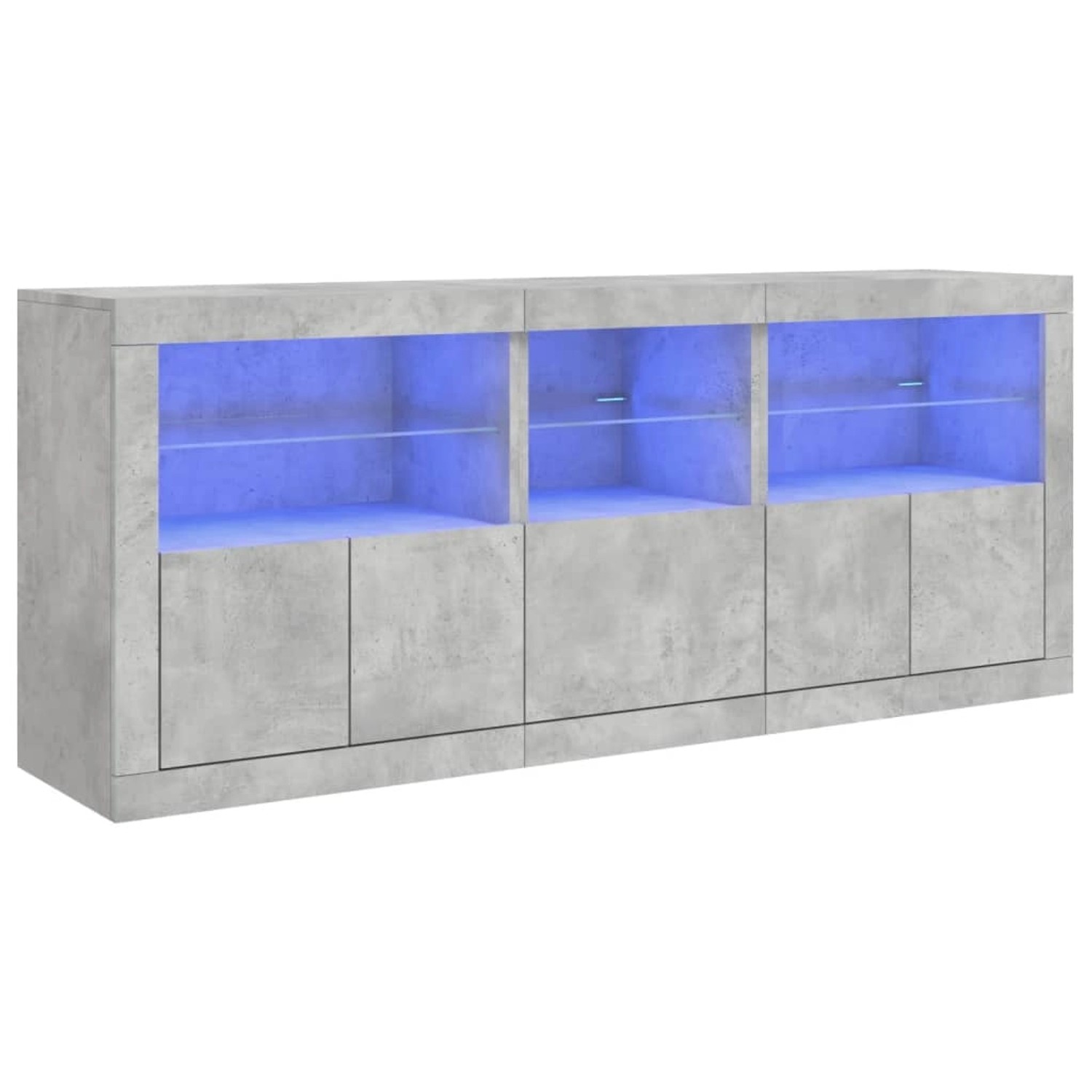 vidaXL Sideboard mit LED-Leuchten Betongrau 162x37x67 cm 3208998