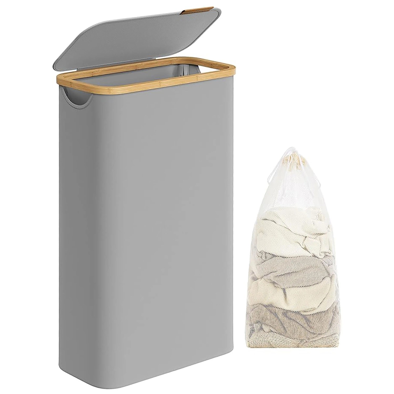 Songmics Wäschesammler Roxanne mit Deckel 65 l Grau günstig online kaufen