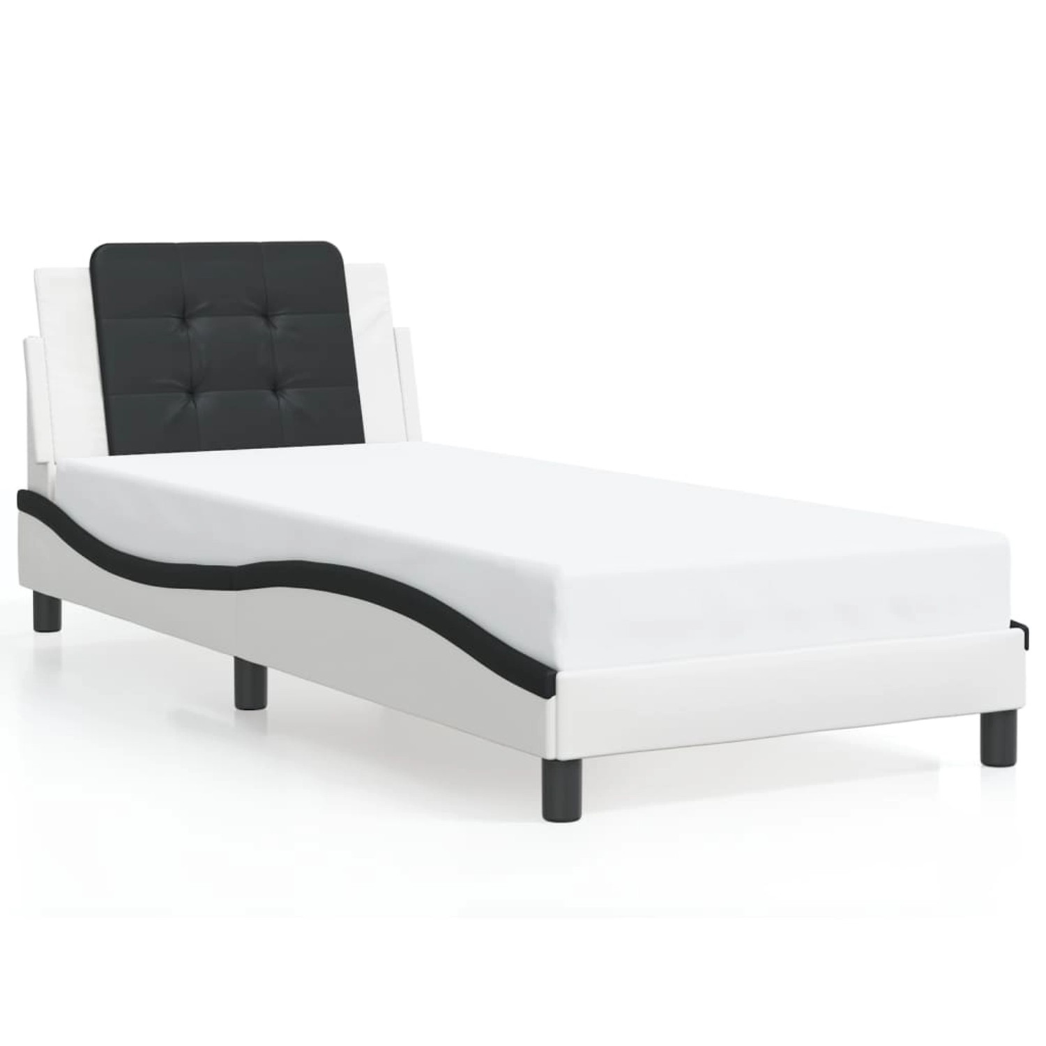vidaXL Bettgestell ohne Matratze Zadar Weiß und Schwarz 90x200 cm Kunstlede günstig online kaufen