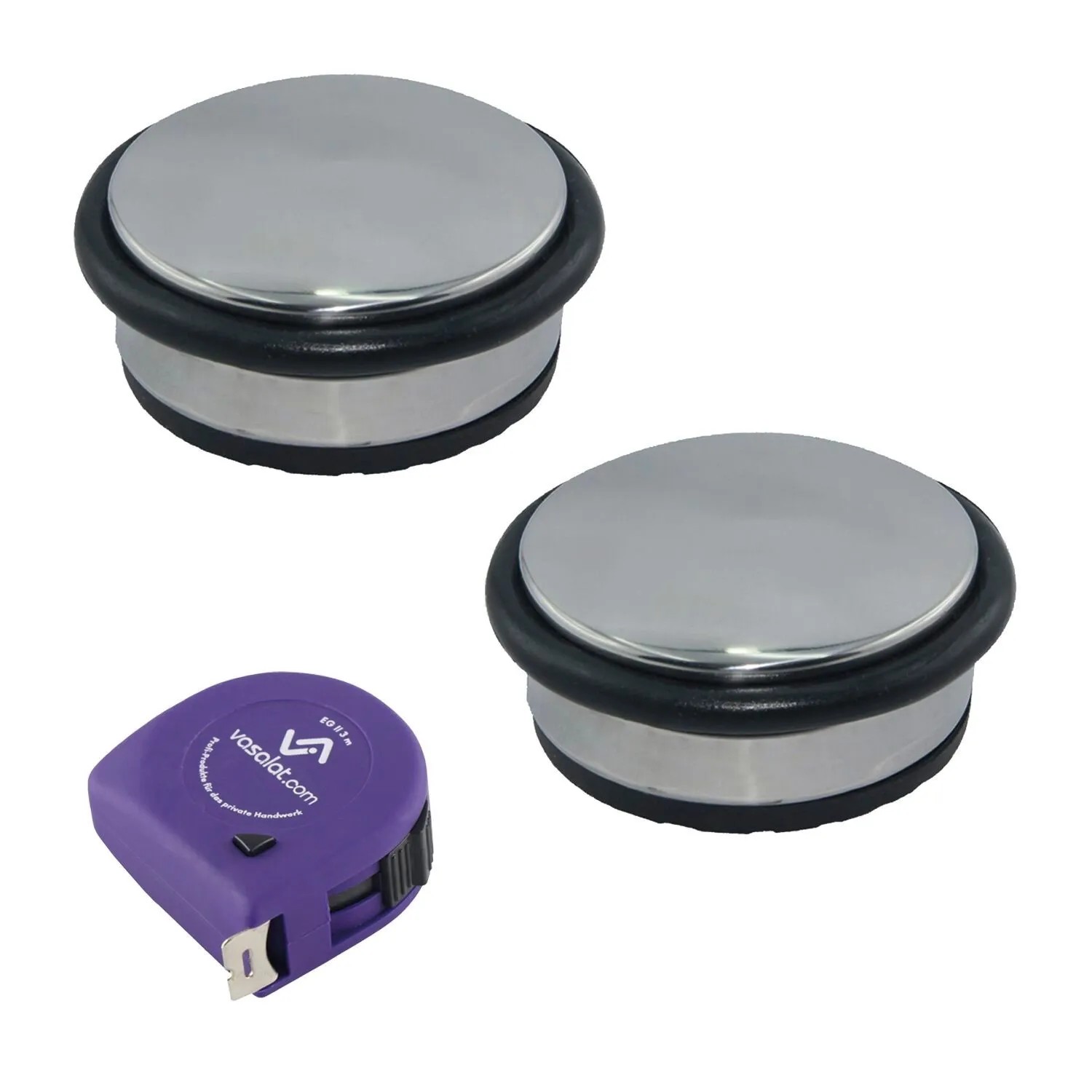 vasalat Set Türstopper schwer Ø 95 mm H 45 mm Edelstahl Poliert 1,3 kg 2 Stück
