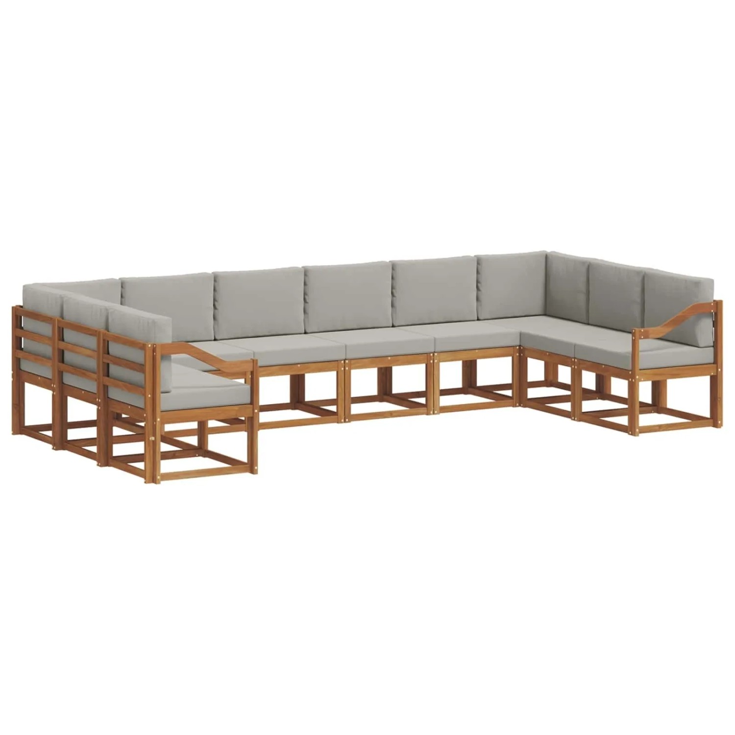 vidaXL Outdoor-Sofagarnitur mit Kissen 10-Tlg Natur und Hellgrau 3367069
