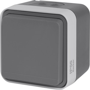 Graue Berker w.1 Aufputzsteckdose IP55, 1-fach, für den Außenbereich.