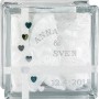 Fuchs Dekoglasstein Vollsicht als Geschenk zur Hochzeit mit Namen und Datum.