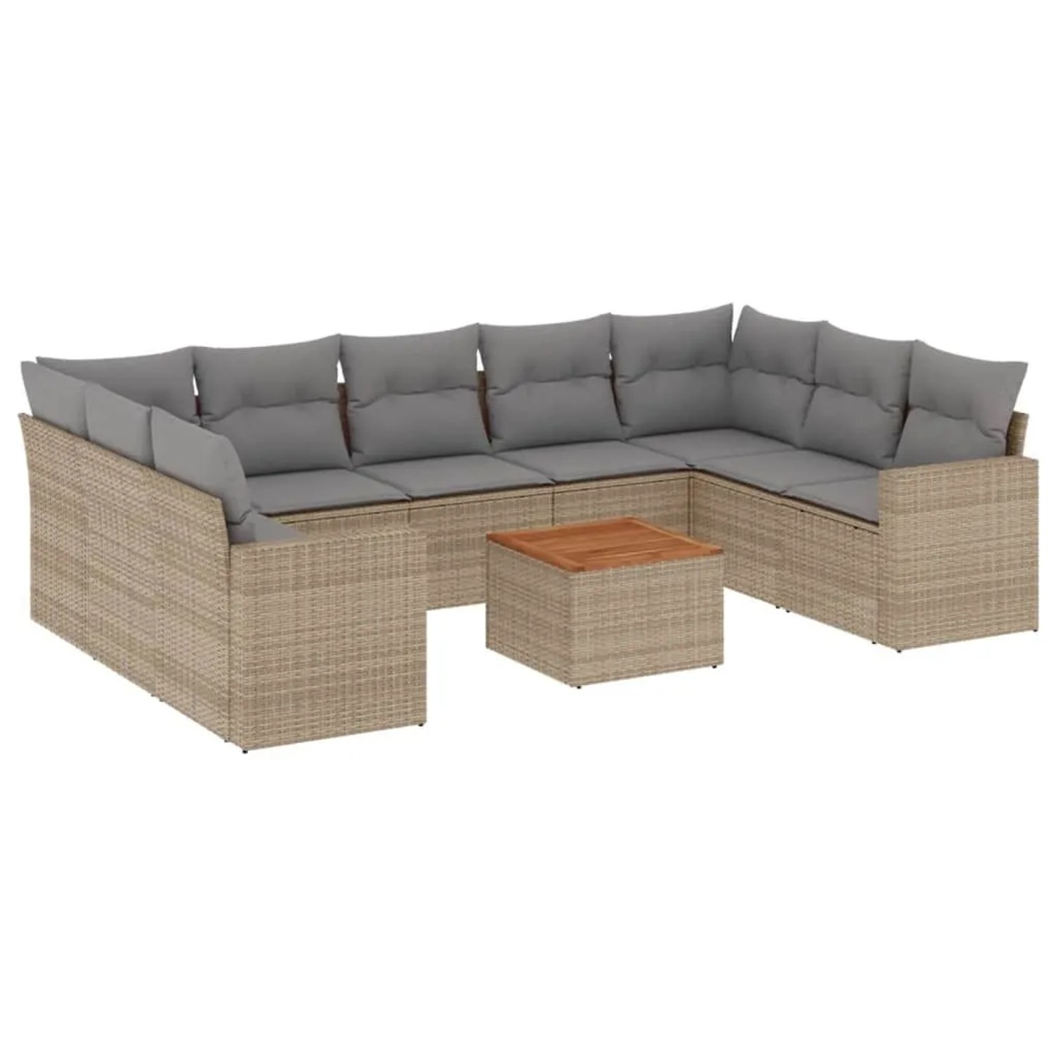 vidaXL 10-Tlg Garten-Sofagarnitur mit Kissen Beige Poly Rattan 3224267