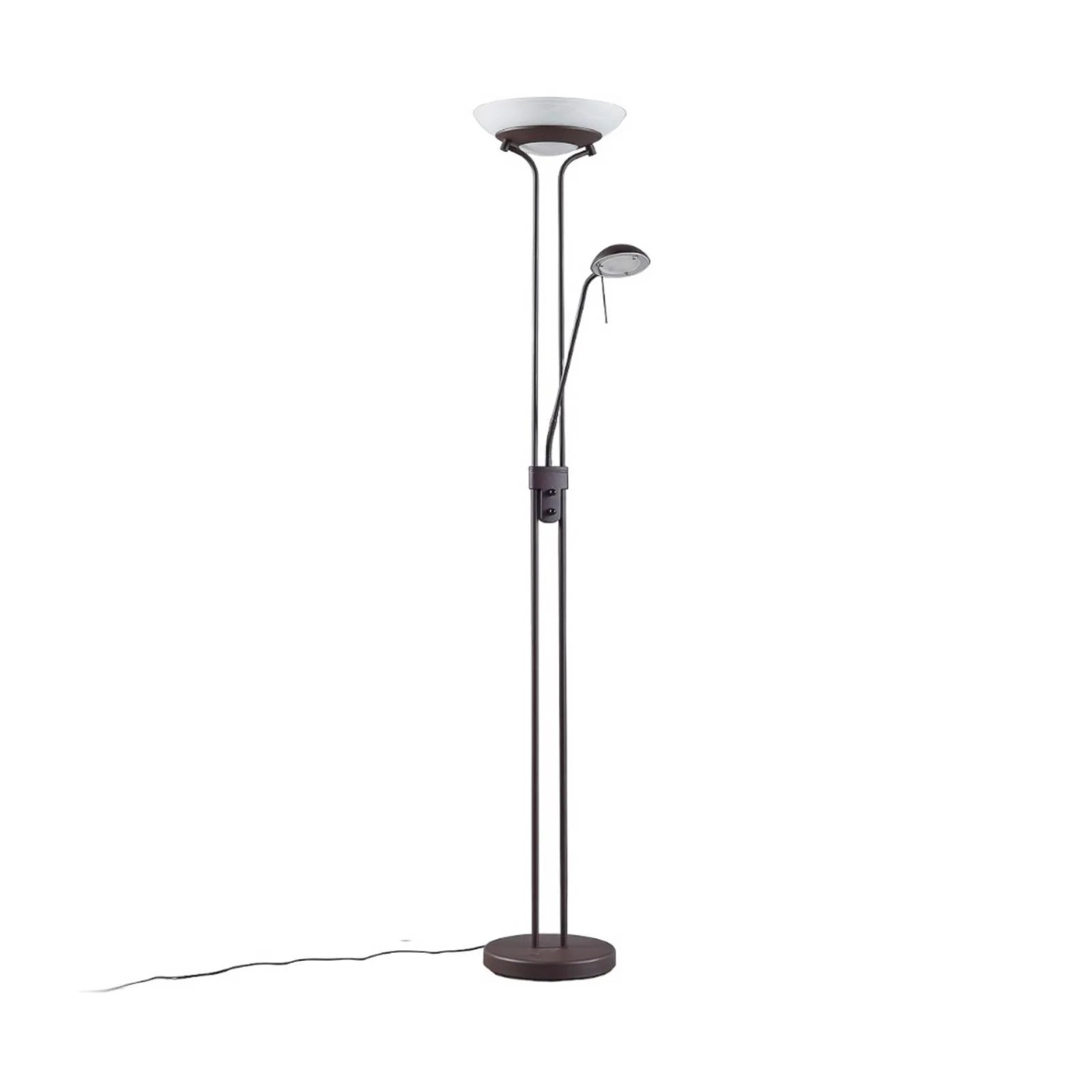Lindby LED Stehlampe Yveta 9620912 Dimmbar Landhaus Vintage Rustikal in Braun aus Metall 2-flammig Wohnzimmerleuchte
