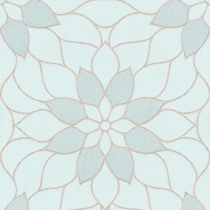 Bricoflor Vliestapete mit floralem Mosaikmuster und Glitzer in Pastellfarben Hellblau Mint.