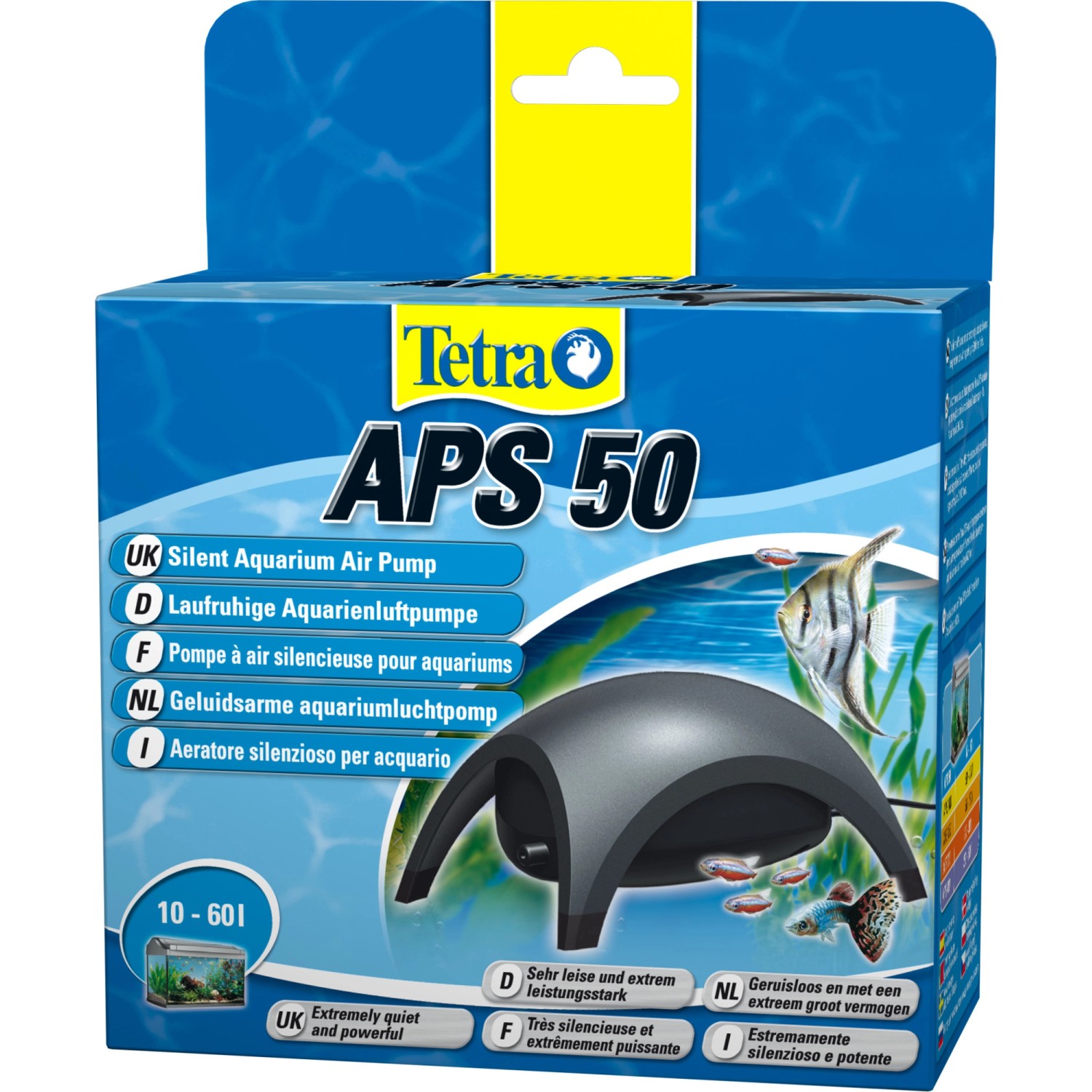 Tetra APS 50 Aquarienluftpumpe, schwarz, für Aquarien von 10-60l. Leise und zuverlässig.