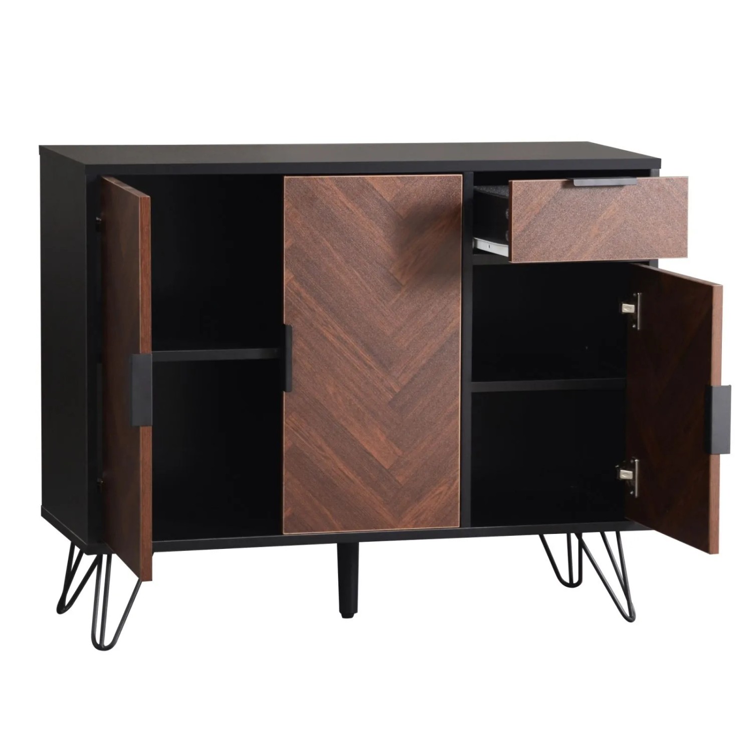 PXloue Sideboard Aufbewahrungsschrank mit Schublade und 3 Türen Braun Holzoptik