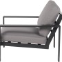 Sessel des Home Deluxe Lounge-Sets Rio L, Aluminium schwarz, Kissen hellgrau.
