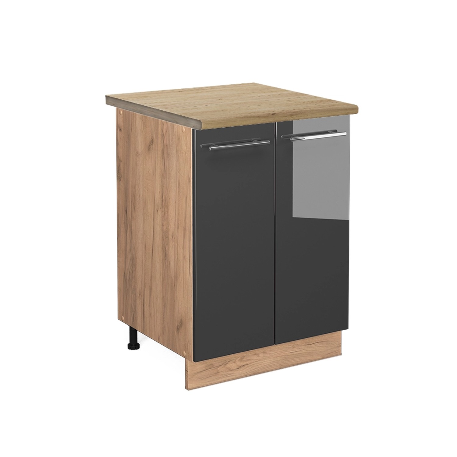 Vicco Küchenunterschrank Fame-Line Anthrazit Hochglanz/Goldkraft Eiche 60 c günstig online kaufen