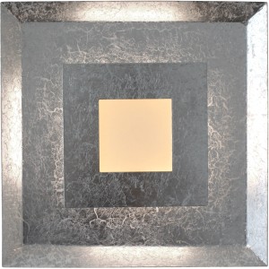 Quadratische LED-Wandleuchte Window von Luce Design in Silber, 32x32 cm.