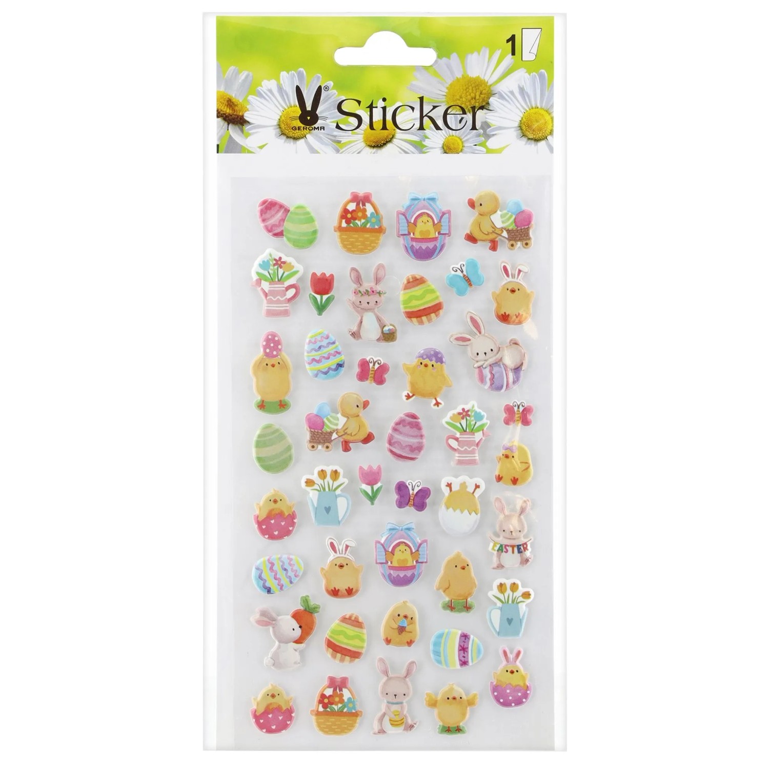 Osterdeko Stickers Puffy mit Küken Bunt