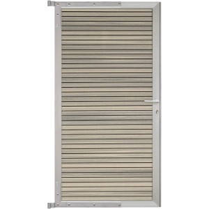 GartenLand Steckzauntor Shadowline, 90x175 cm, WPC Amethystgrau, Aluminium Silber