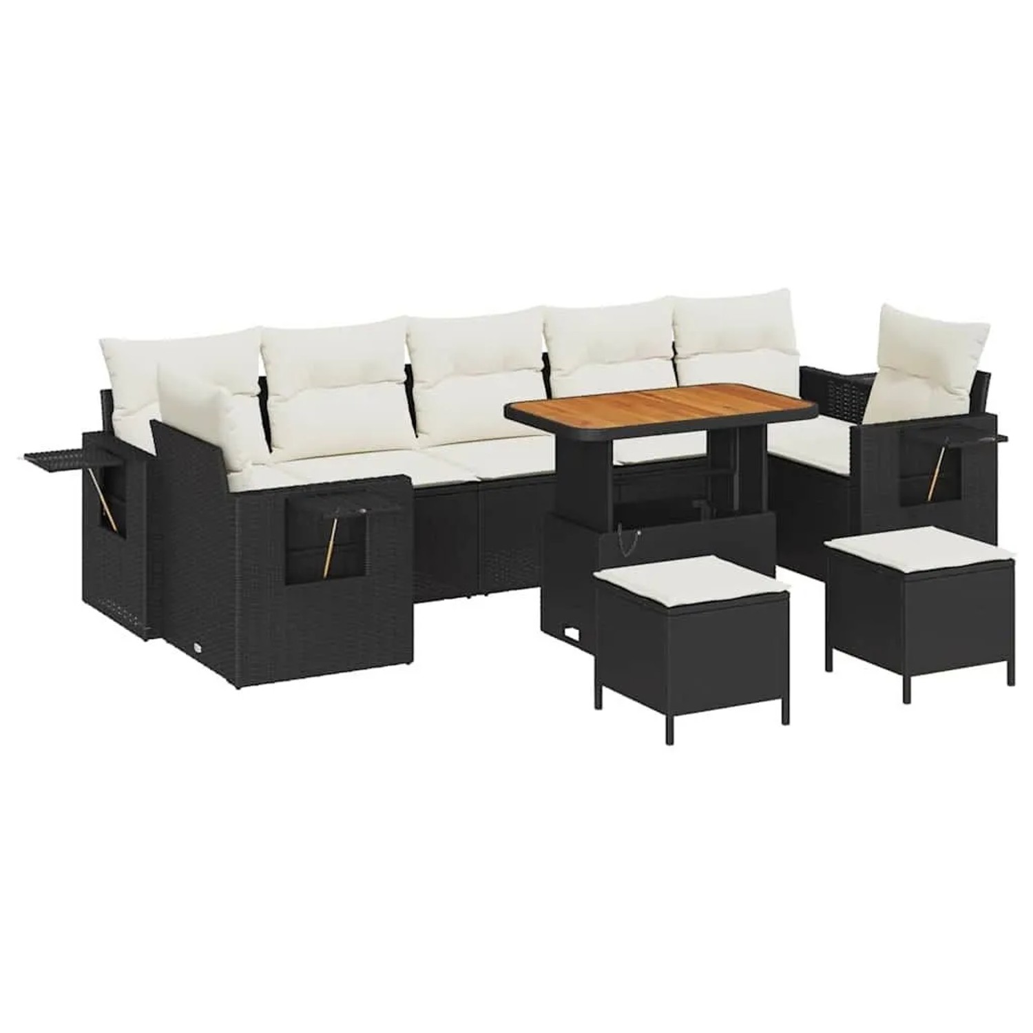 vidaXL Gartensofa-set mit Kissen 10-Tlg Schwarz und Creme Poly-Rattan 33636 günstig online kaufen