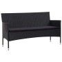 Schwarzes 3-Sitzer Gartensofa aus Rattan mit Sitzkissen, Teil des vidaXL Lounge-Sets.