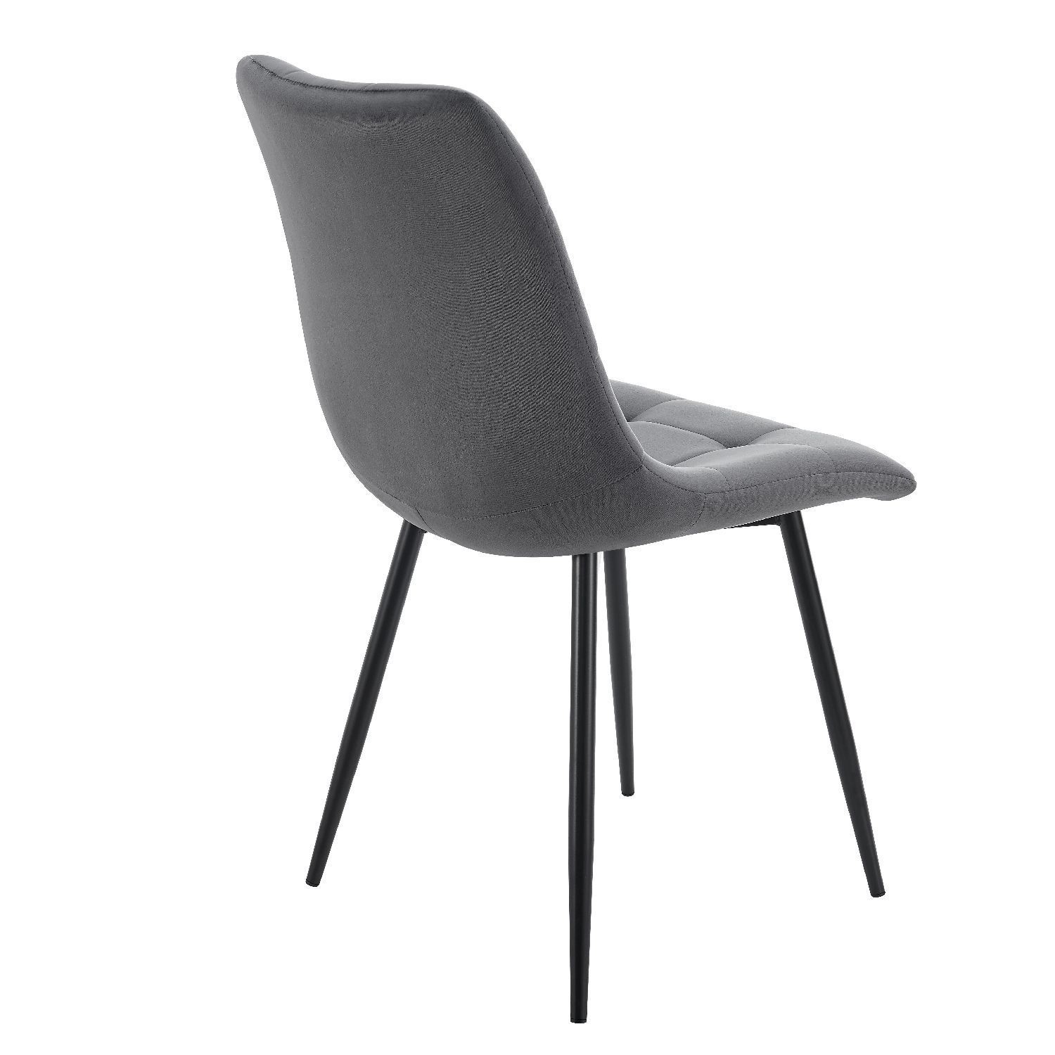 Juskys Esszimmerstuhl Blanca, 4er Set, dunkelgrauer Samt, Stahlbeine.