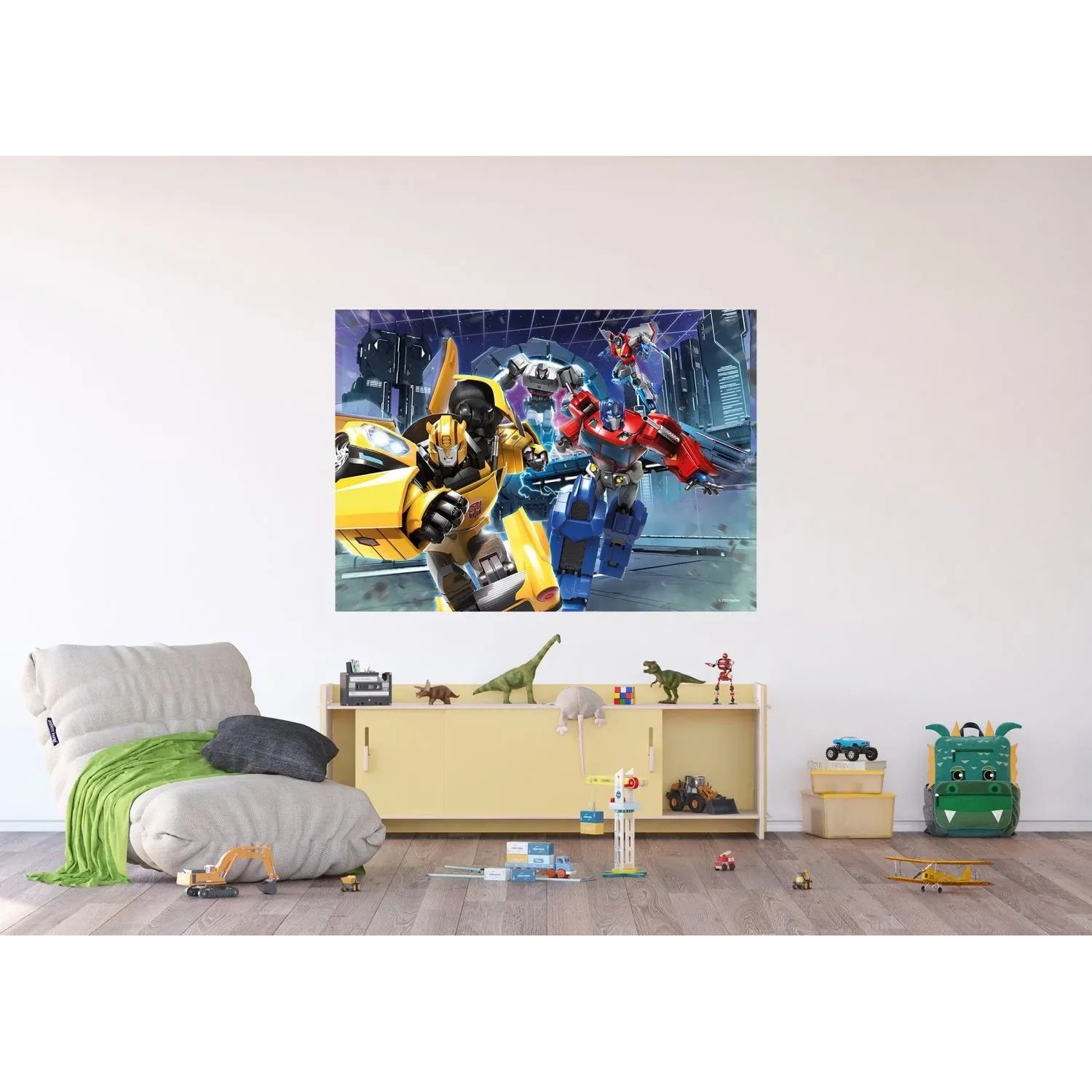 Sanders & Sanders Fototapete mit Transformers in Gelb, Rot und Blau, 1,1x1,55m.