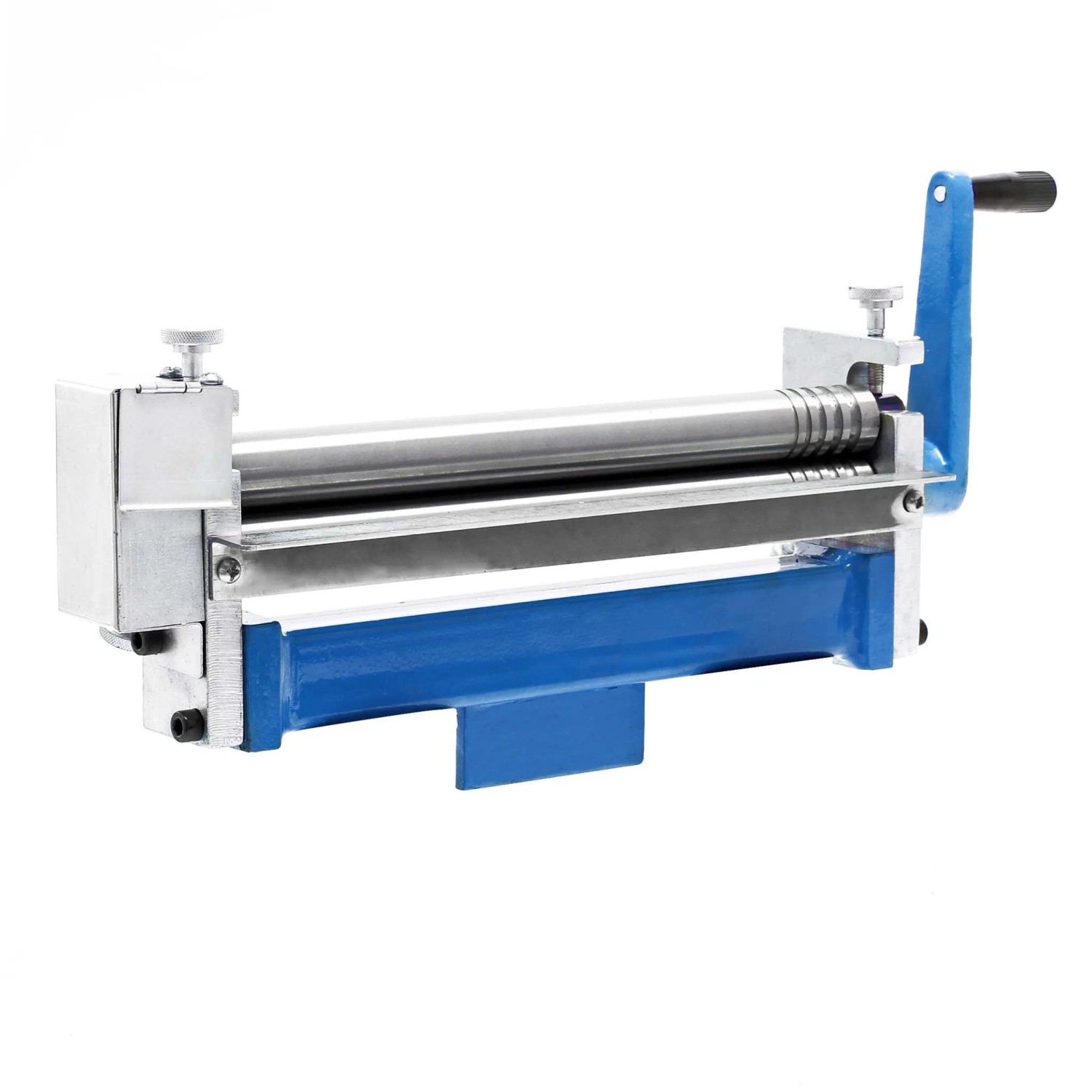 Wiltec Drei Walzen Rundbiegemaschine, blau-silber, mit Kurbel für Blechbearbeitung bis 300mm.