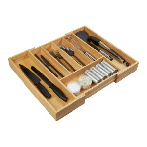 SOTECH ORGA-BOX UNIVERSAL Besteckkasten Aus Bambus Verstellbar Für Schrankbreite 500 - 600 mm Höhe 65 mm bis 7 Fächer