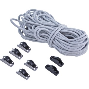 Beetex Seilzugsystem für Seilspann-Sonnensegel ab 6m: Seil, Rollen und Klemmen für komfortable Bedienung.