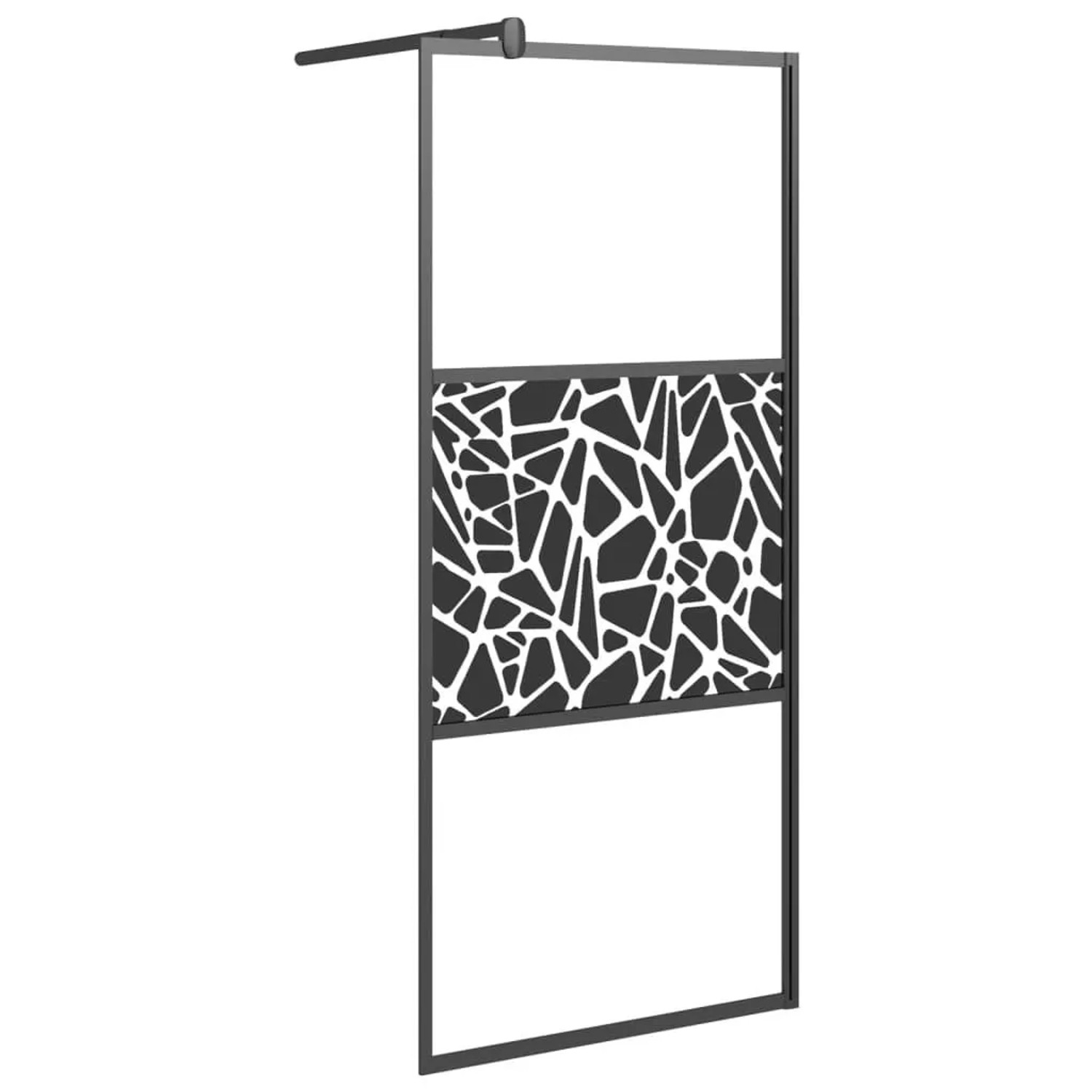 vidaXL Duschwand für Walk-In Dusche 80x195 cm ESG Steindesign Schwarz 151880