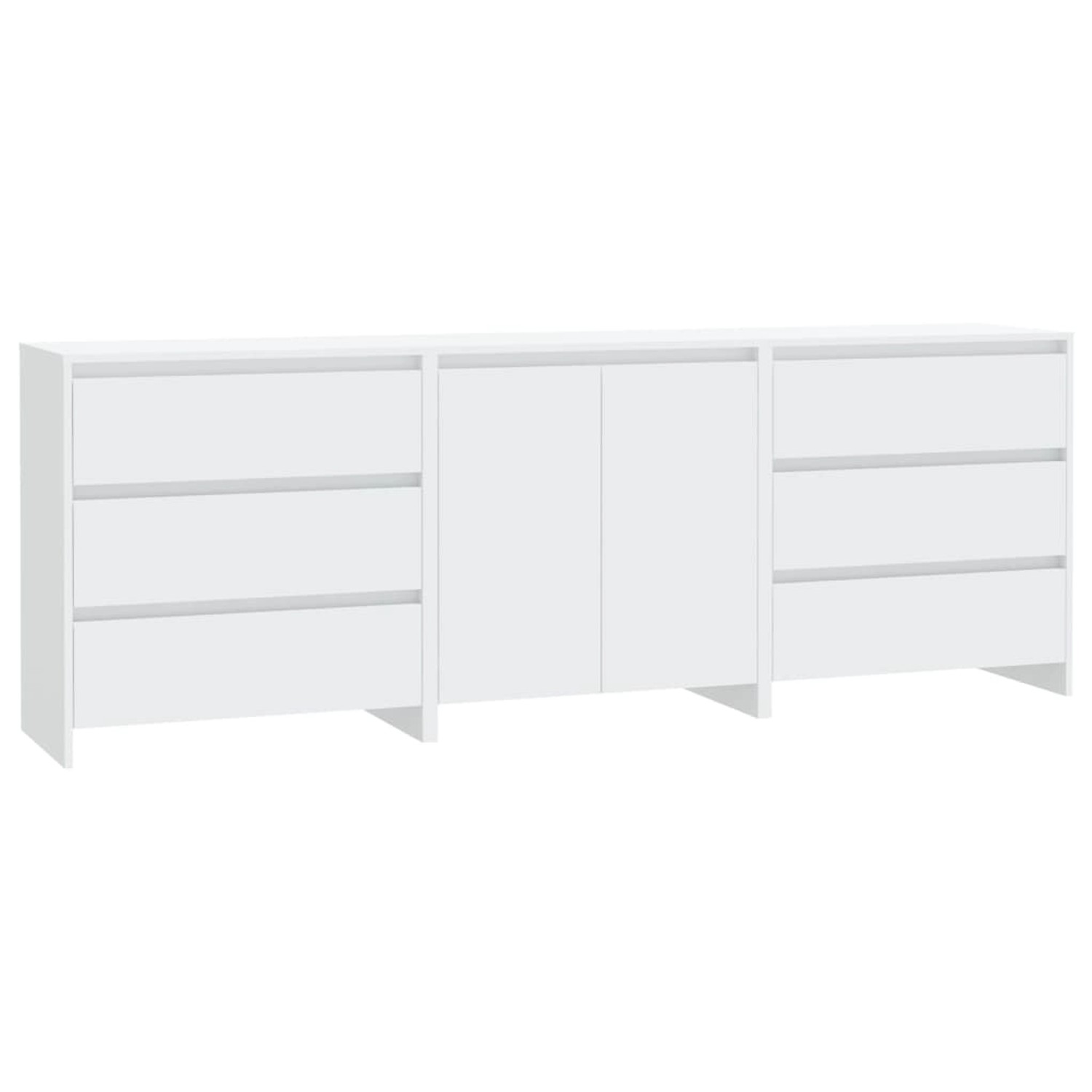 vidaXL 3-Tlg Sideboard Weiß Holzwerkstoff 3098065