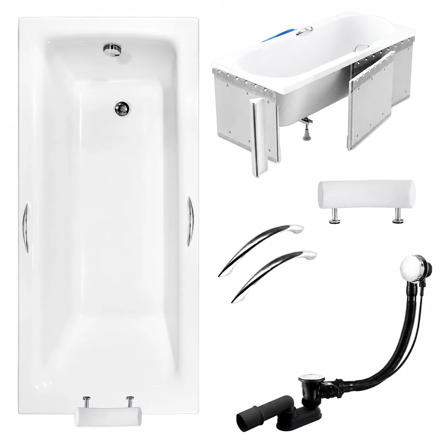 KOLMAN Badewanne Rechteck 160 x 75 Cm Mit Styroporverkleidung Inkl. Ablauf Und Füße