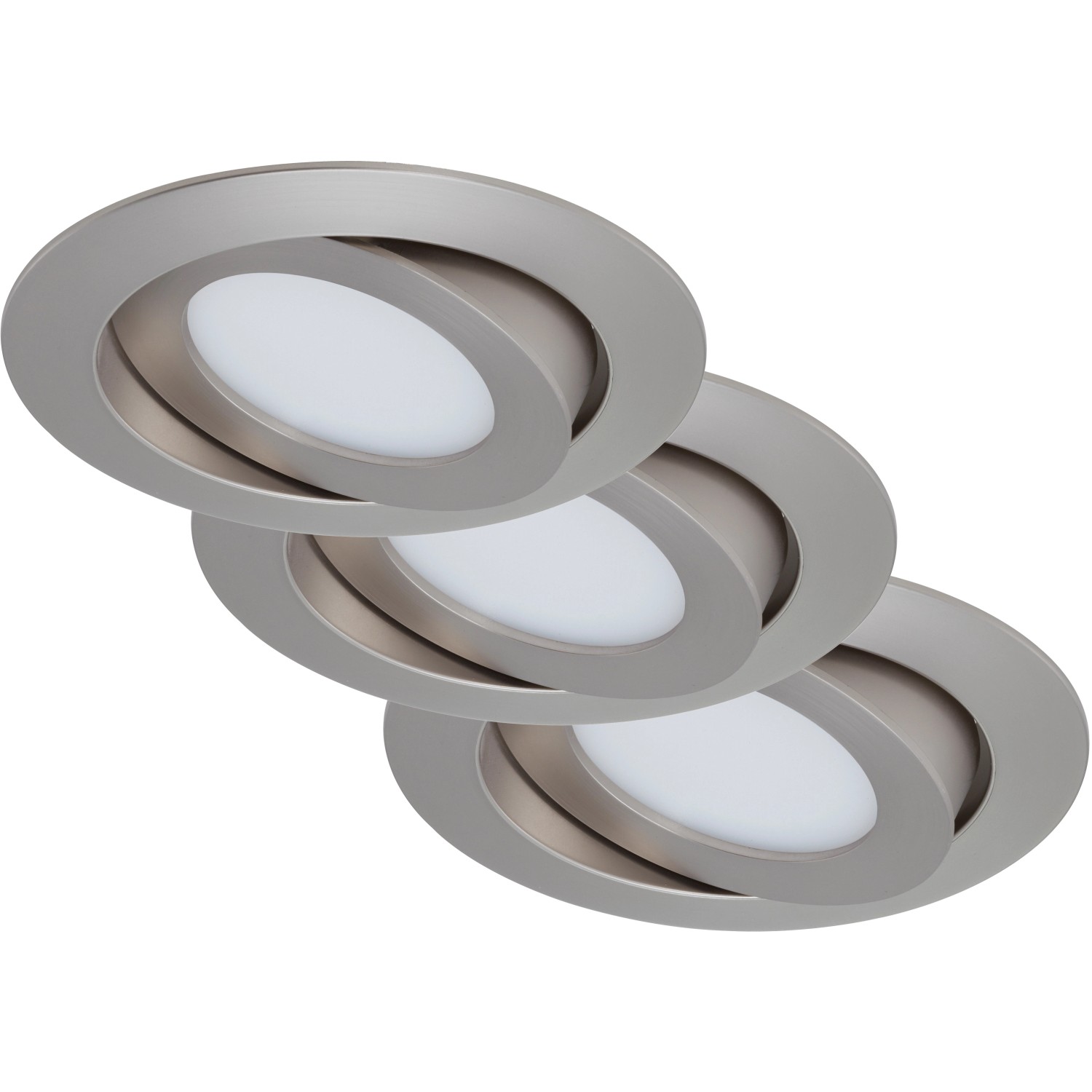 Briloner LED-Einbauleuchte 3er-Set Nickel matt Schwenkbar H: 3 cm Ø: 10,6 c günstig online kaufen