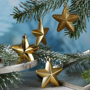 Marelida Christbaumschmuck Sterne Weihnachtsbaumschmuck Bruchfest Gold 6St Kunststoff