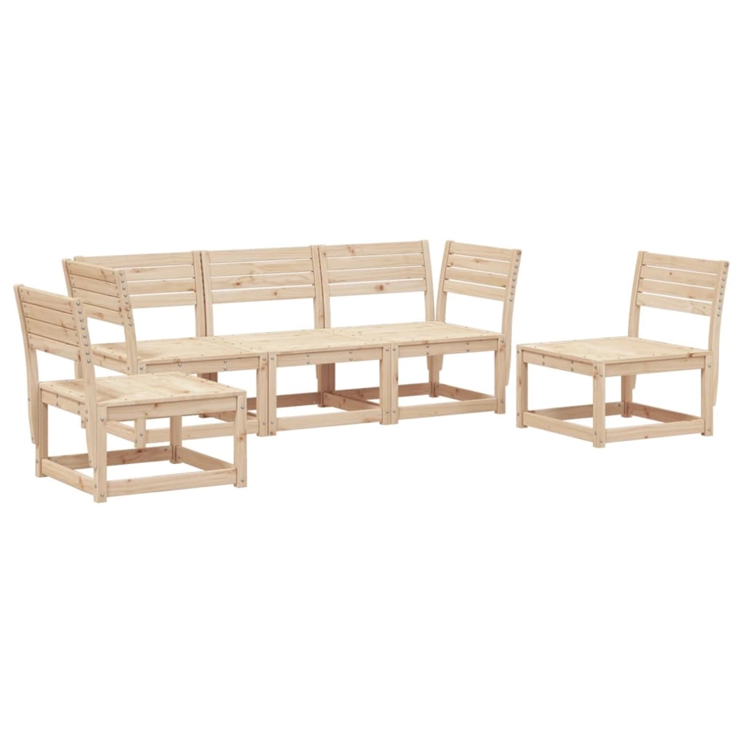 vidaXL 5-tlg Garten-Sofagarnitur Massivholz Kiefer Modell 1 günstig online kaufen