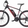 Schwarzes Fischer E-Bike Mountainbike 27,5 EM 1726.1 mit roter Akku-Halterung.