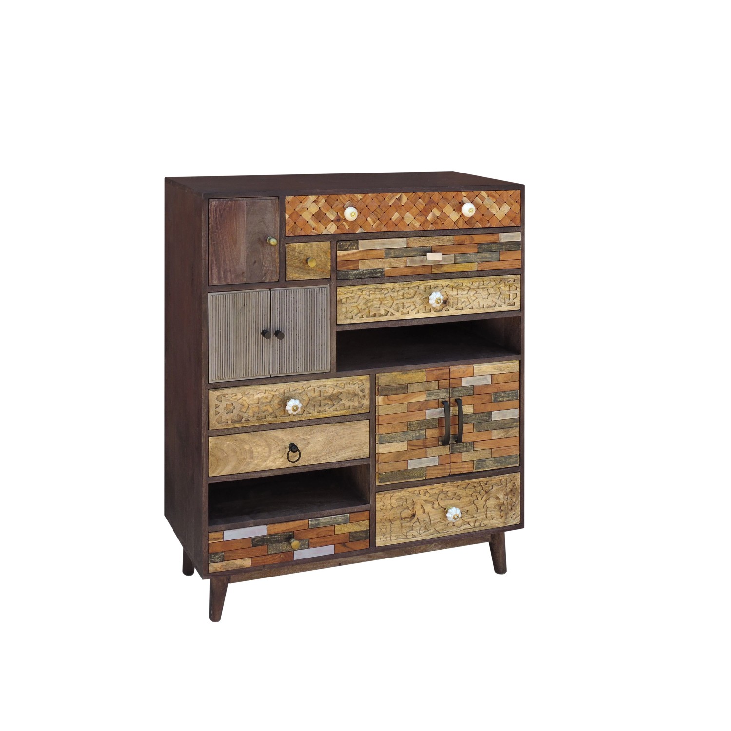 DELUKE Kommode ARVID Holz Mehrfarbig 121x100x40cm Schrank Schlafzimmer Sideboard