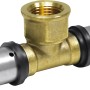 Press-T-Stück aus Messing, 16 mm x Rp 1/2 x 16 mm, für Heizungs- und Trinkwasserinstallation.