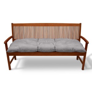 Beautissu Flair BK Bankpolster 100x50cm, hellgrau, auf Gartenbank. Sitzkissen für optimalen Komfort.