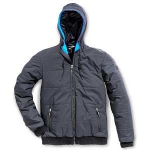 Puma Workwear Winterparka Champ Carbon, Größe L, wind- und wasserabweisend mit Kapuze und Reißverschlusstaschen.