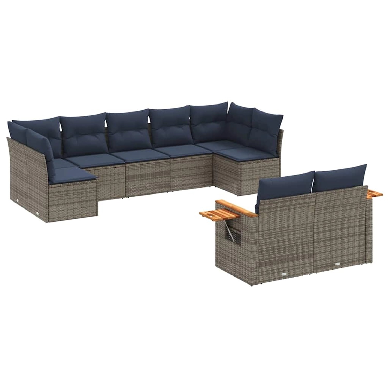 vidaXL 9-Tlg Garten-Sofagarnitur mit Kissen Grau Poly Rattan 3227132 günstig online kaufen