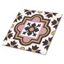 Selbstklebende PVC Fliese mit klassischem arabischem Blumenmuster in Creme, Lila, Gold und Rosa. Ideal für Küche & Bad.