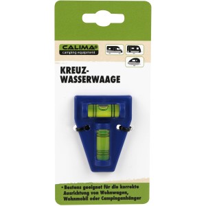 Calima Kreuzwasserwaage für Wohnwagen und Campinganhänger, blau.