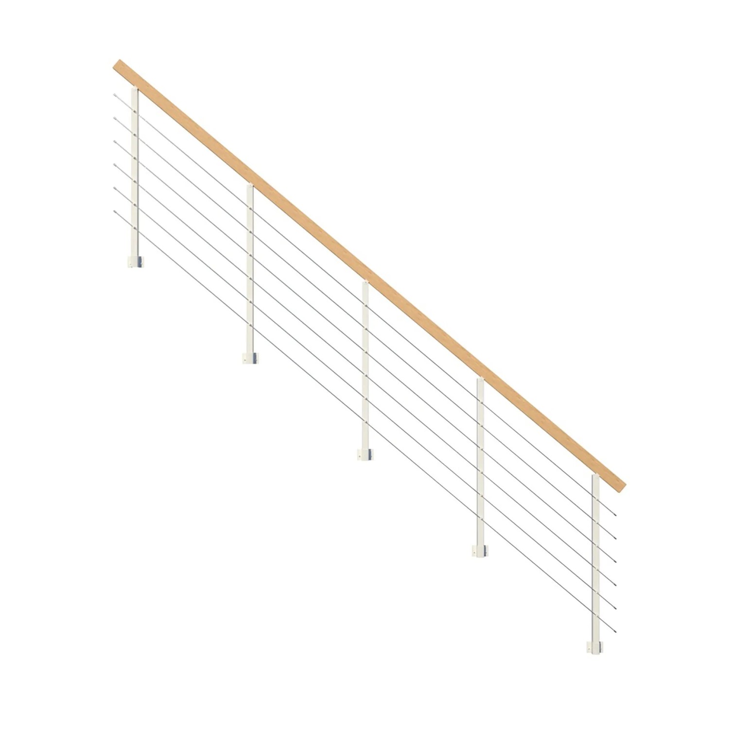 StarWood Metallgeländer Kos mit Rechteckhandlauf Eiche 300 cm Weiß FSC® günstig online kaufen