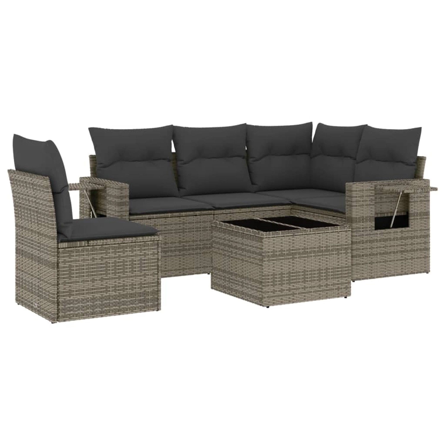 vidaXL 6-Tlg Garten-Sofagarnitur mit Kissen Grau Poly Rattan 3252517 günstig online kaufen
