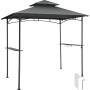 Anthrazitfarbener Tectake Grillpavillon Maracaibo mit Doppeldach, Ablagen und Flaschenöffner.